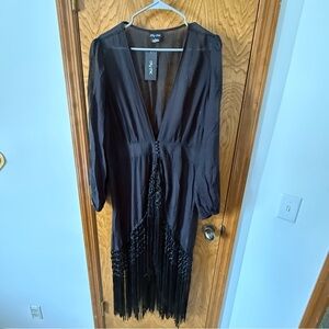 City Chic Black Calypso Fringe Jacket NWT
